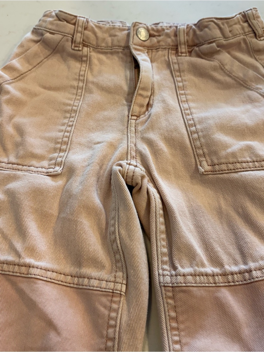 H&M Kids light Pink Utility Jeans Wide Leg Reenforced Knees